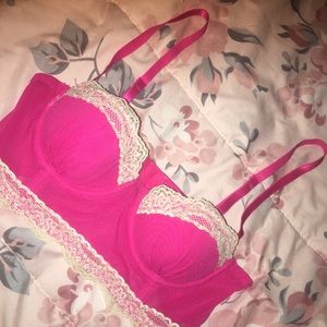 32B Pink & White Lace Bra Top